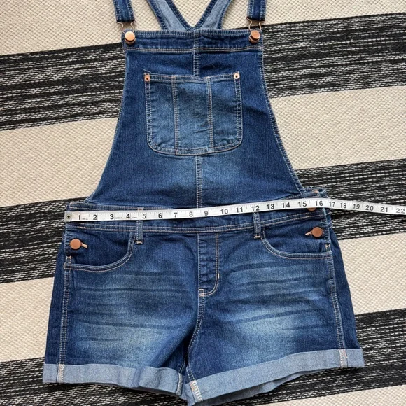 No Boundaries Overalls Womens Blue Denim Short‎ Jumpsuit Size L(11-13) - Picture 5 of 10